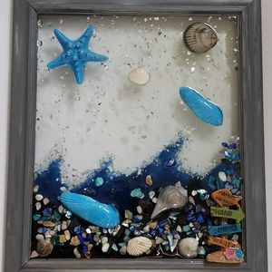 Hand Made Sand Art On Glass Picture